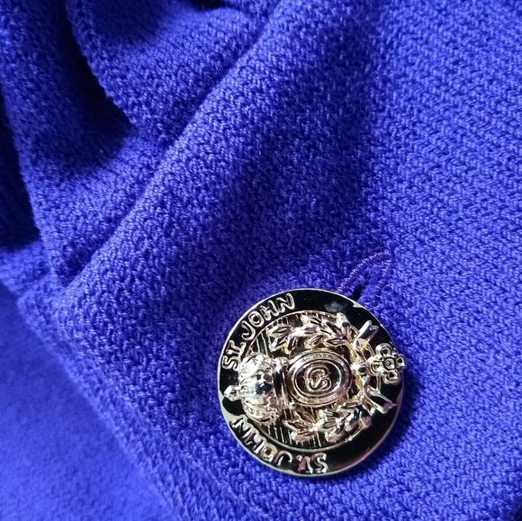 Rare St John Collection knit embroidered crest logo zip up colorblock - Picture 3 of 9